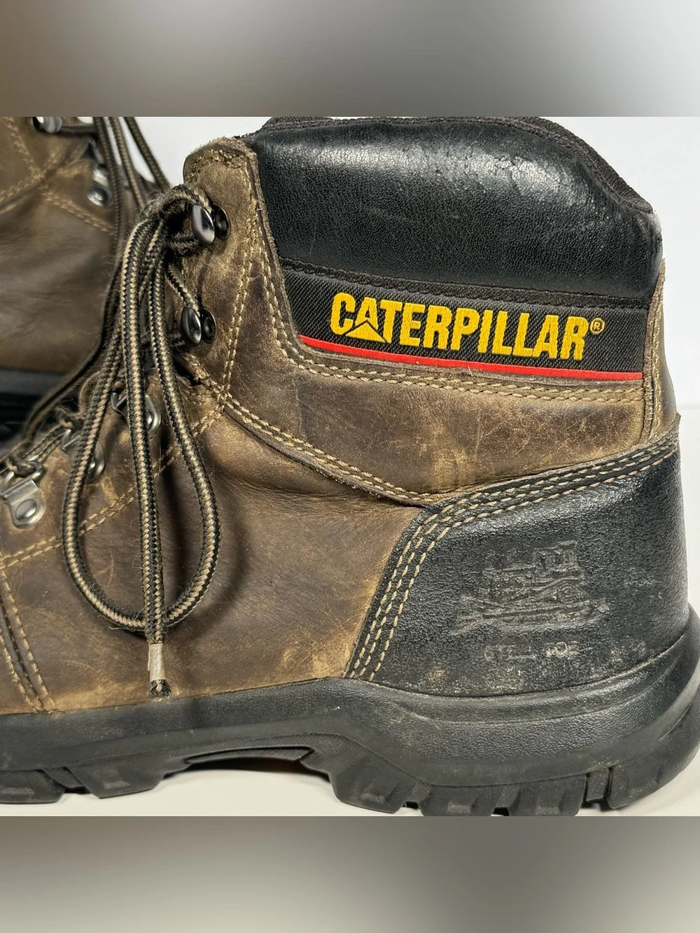 Caterpillar CAT Men’s 9.5 Wide P90802 Steel Toe Leather Work Boots Brown Outdoor